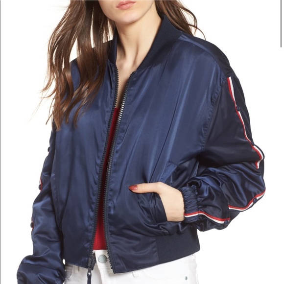 Kendall & Kylie Jackets & Blazers - NWT Kendall & Kylie Striped Bomber Jacket in Navy